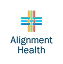 Alignment Health logo featuring a colorful, abstract plus sign made of intersecting lines, above the company name 'Alignment Health'.